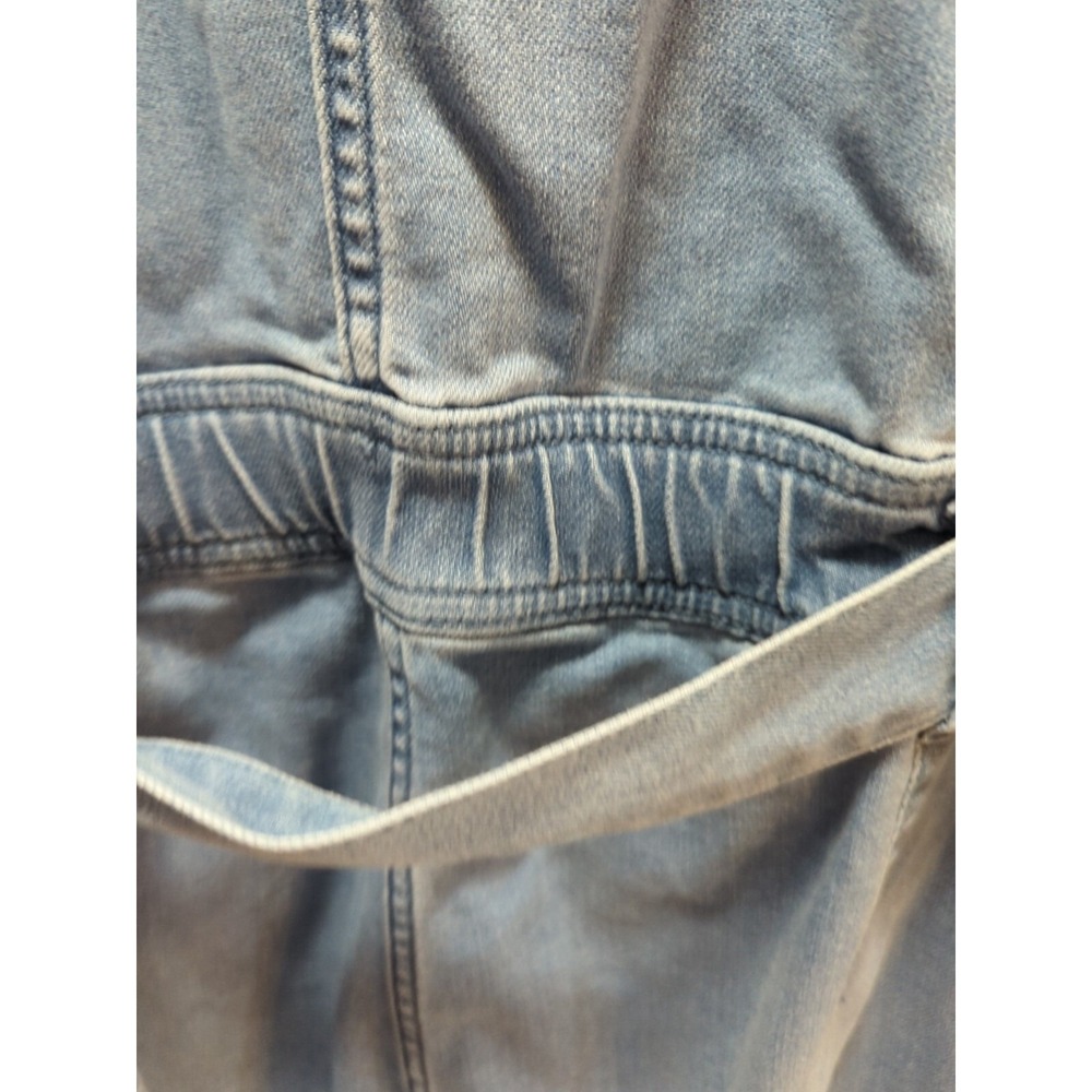 Lane Bryant blue jean romper 24S 24 short belted waist zip front wide leg 3/4slv - Picture 13 of 15